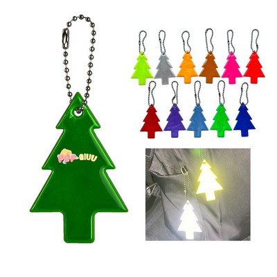 PVC Reflective Safety Christmas Tree Keychain