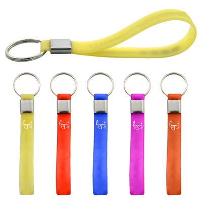 Flexible Wrist Style Silicone Loop Keychain Strap with Metal Ring