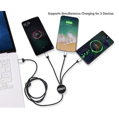 Custom Logo Promotional Nylon Braided 3-in-1 Type C Charging Cable