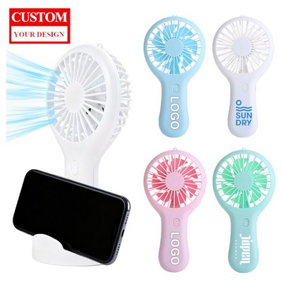 Electric Small Handheld Personal Fan USB Rechargeable Mini Cute Fan With Phone Stand