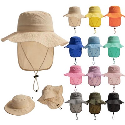 Toddler Beach Sun Cap Bucket Hat w/ Neck Flap