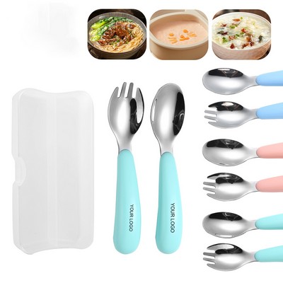 2-Piece Stainless Steel Kids' Spoon & Fork Set