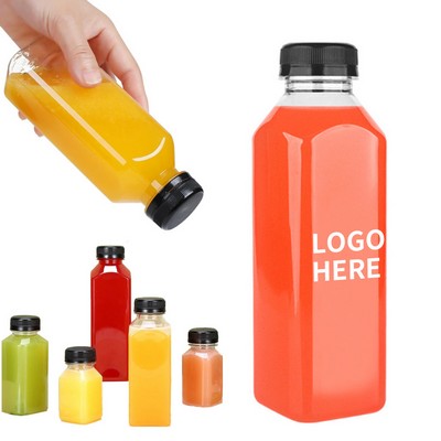 12oz Transparent Square Plastic Drink Bottle