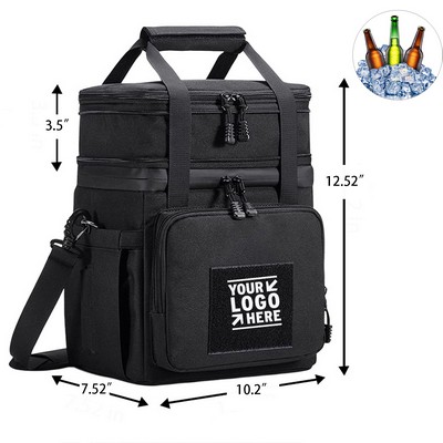 16L Double-Layer Nylon Cooler Bag with Adjustable Strap