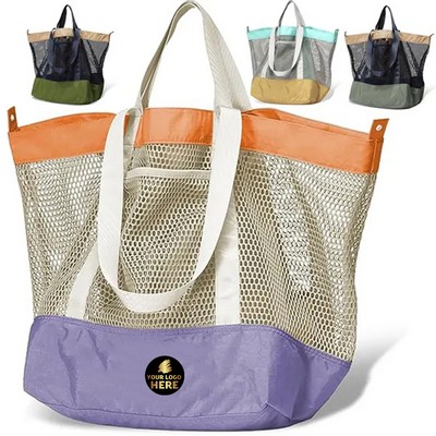 Extra-Large Mesh Beach Tote With Pockets
