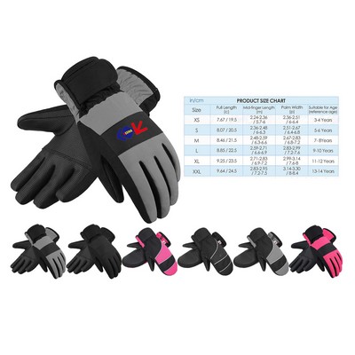 Kids Ski Waterproof Touchscreen Gloves