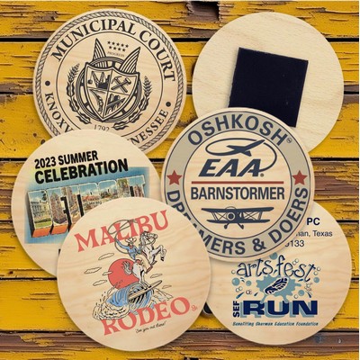 3" Round Wood Magnet