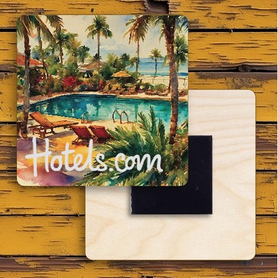 3" Square Wood Magnet
