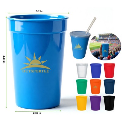 12 oz. Plastic Souvenir Cup with Straw and Lid for Events