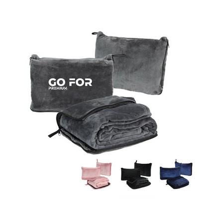 2" 1 Airplane Travel Throw Blanket in Carabiner Pouch