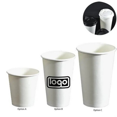 12/16/20oz Double Walled PE Coated Paper white cups With Lid