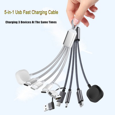 5-in-1 Keychain Style Fast Charging Cable for Mobile Phones/iwatch