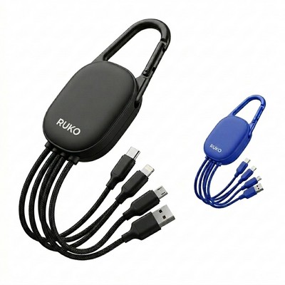 Hex 6-in-1 Light-Up Charging Cable with Carabiner & Recycled Casing