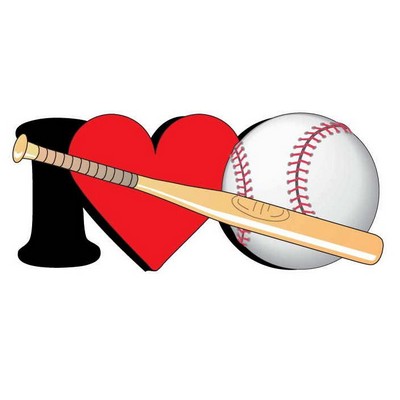 I Love Baseball w/ Bat Promotional Magnet w/ Magnetic Strip (4 Square Inch)