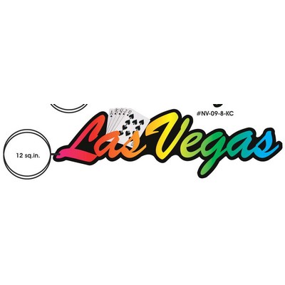 Las Vegas w/Royal Flush Key Chain w/Clear Mirrored Back (12 Square Inch)