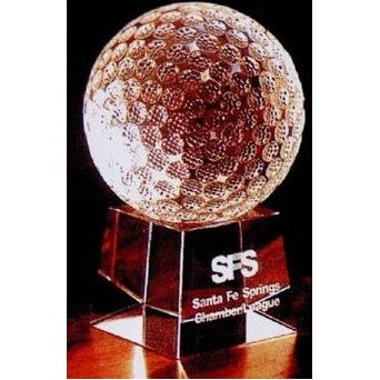 Crystal Series 3 1/8" Crystal Golf Ball w/Base Award