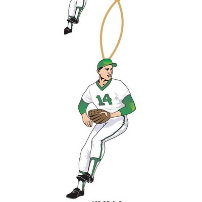 Baseball Player Ornament w/ Clear Mirrored Back (8 Square Inch)