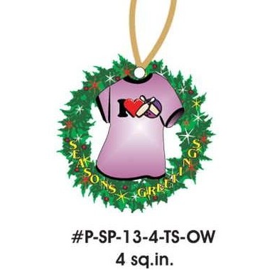 I Love Bowling T-Shirt Wreath Ornament w/ Black Back (4 Square Inch)
