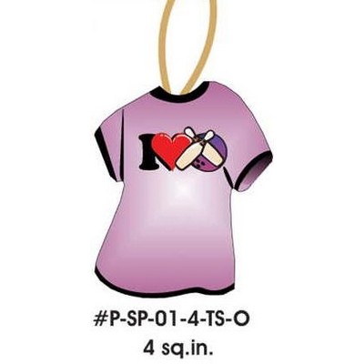I Love Bowling Promotional T-Shirt Ornament w/ Black Back (4 Square Inch)