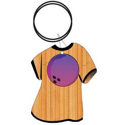 Purple Bowling Ball T-Shirt Key Chain w/Clear Mirrored Back (4 Square Inch)