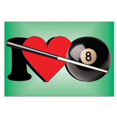 I Love Pool Rectangle Badge w/ Bar Pin (2 1/2"x3 1/2")