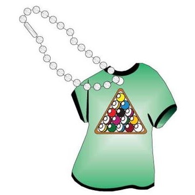 Pool Ball Rack Promotional T-Shirt Key Chain w/ Black Back (4 Square Inch)