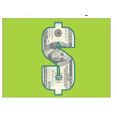 Dollar Sign $100 Bill Rectangle Badge w/ Bar Pin (2.5"x3.5")