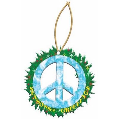 Peace Sign Promotional Wreath Ornament w/ Black Back (8 Square Inch)