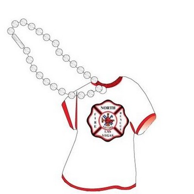 Fire Rescue Badge Promotional T Shirt Key Chain w/ Black Back (4 Square Inch)