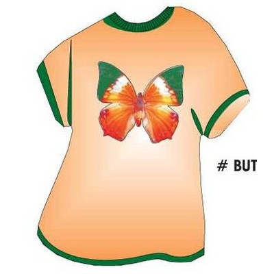 Orange & Green Butterfly T Shirt Acrylic Coaster w/Felt Back