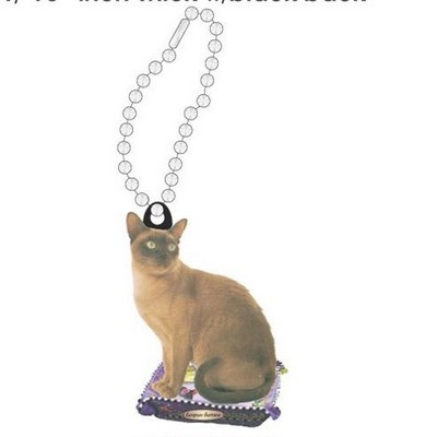European Burmese Cat Promotional Key Chain w/ Black Back (6 Square Inch)