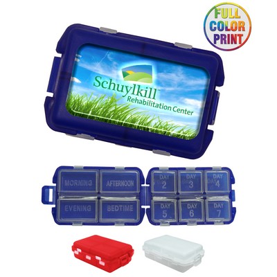 Union Printed - 7-Day Compartment Folding Pill Box Organizer - Full-Color Print