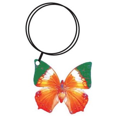 Orange & Green Butterfly Keychain w/Mirrored Back (10 Square Inch)