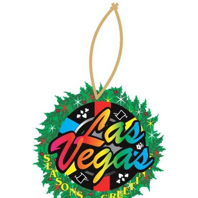 Las Vegas Poker Chip Wreath Ornament w/ Clear Mirrored Back (10 Square Inch)