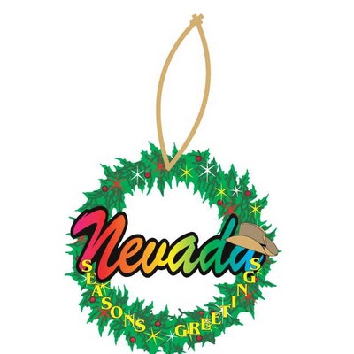 Nevada w/ Cowboy Hat Promotional Wreath Ornament w/ Black Back (10 Square Inch)
