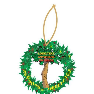 Palm Tree Promotional Wreath Ornament w/ Black Back (10 Square Inch)