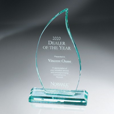 Premium Jade Glass Flame on Base (Large)