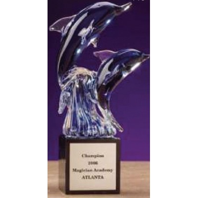 7.5" Glass Jumping Dolphins Award