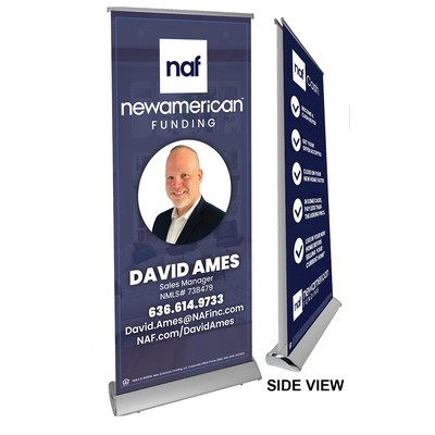 Silver Twin Retractable Banner - Vinyl Banner - 34" Silver Base. Full Color