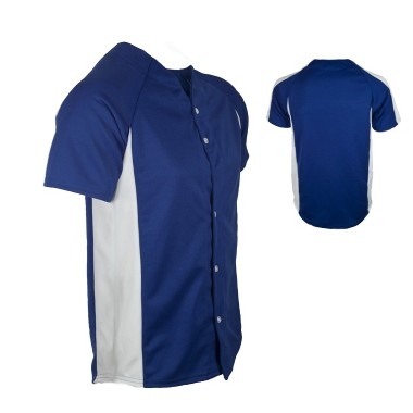 Youth Full Button Pro-Weight Textured Mesh Pro-Style Jersey Shirt w/ Contrasting Side