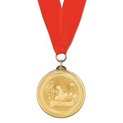 Music Brite Laser Medal w/Grosgrain Neck Ribbon (2")