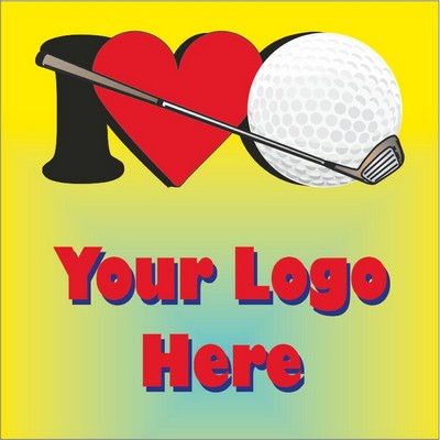 I Love Golf Metal Photo Magnet w/ Magnetic Back (2 1/2"x2 1/2")