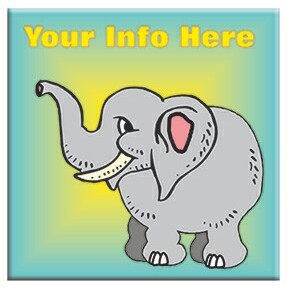 Elephant Square Metal Photo Magnet (2.5"x2.5")