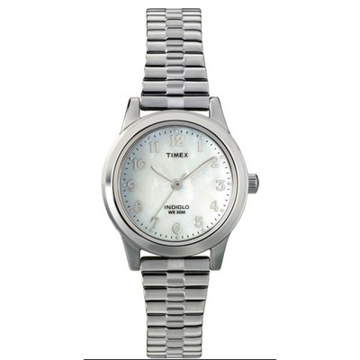 Timex® Ladies Silver Tone Expansion Band W/ White Mother of Pearl Dial