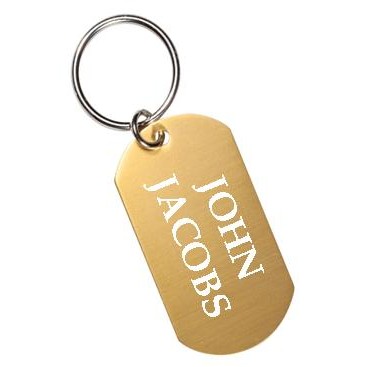 Gold Dog Tag Key Ring