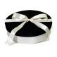 Oval Black & White Fabric Covered Wine Bottle & Glass Gift Box