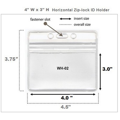 Vinyl Horizontal Badge Holder W/Resealable Top (4"x3")