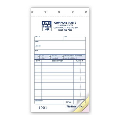 Sales Slip Forms - Small, Carbonless (2 Part)