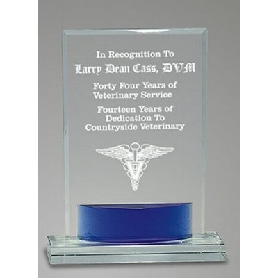 7¾" Premium Blue/Clear Rectangle Crystal Award