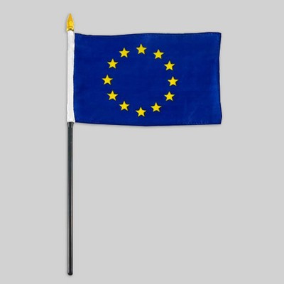 4"x6" European Union Flag With Black Plastic 10" Pole & Gold Spear